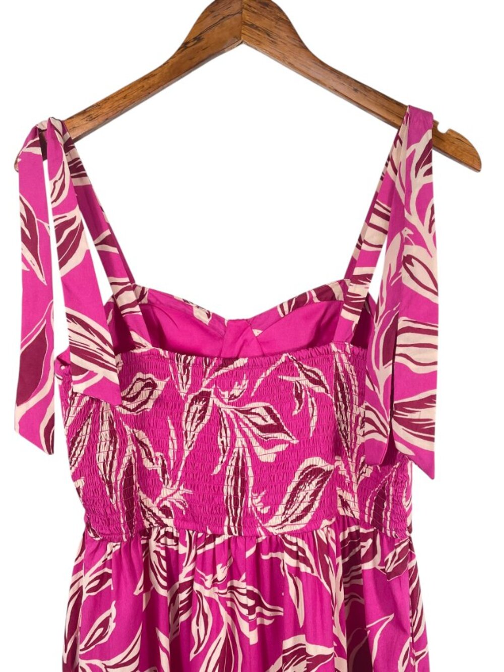 Band of the Free Pink Tropical Print Smocked Maxi Dress L Resort - Picture 8 of 14